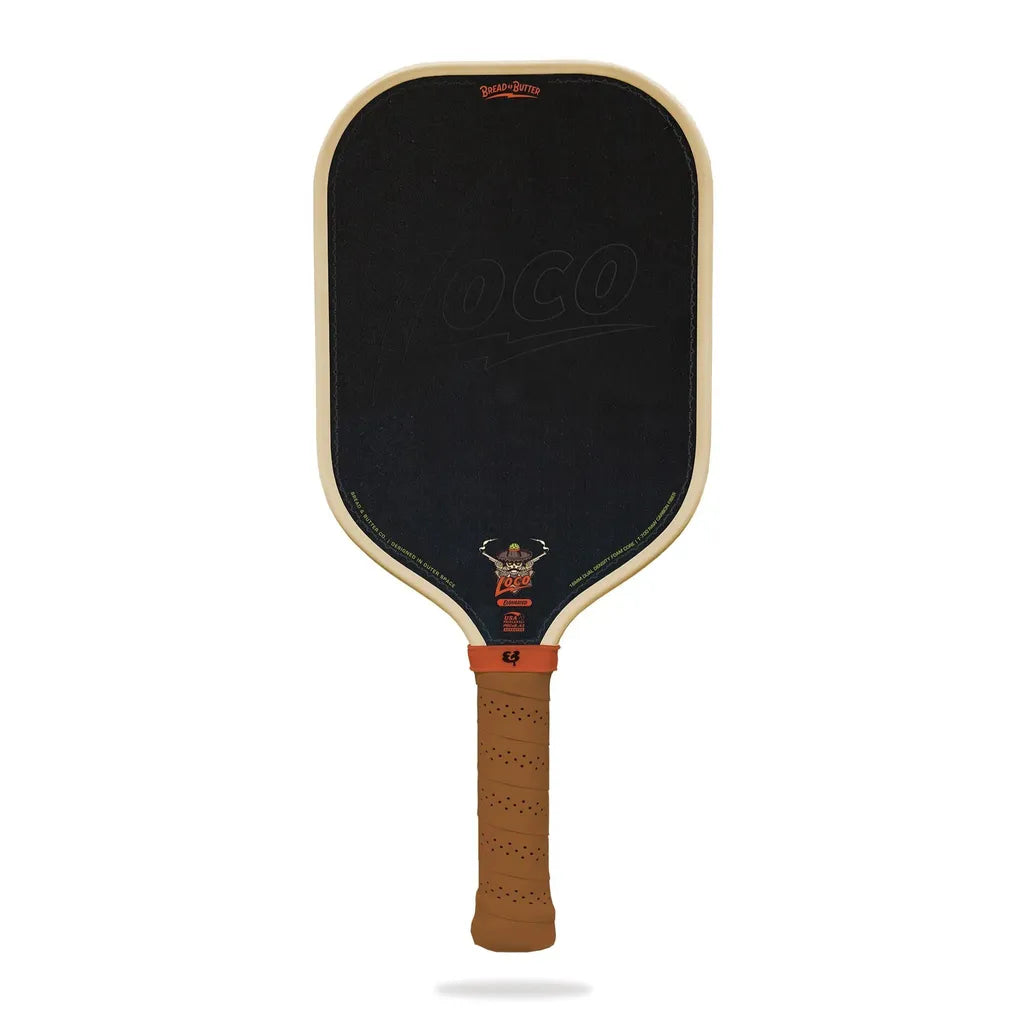 Bread & Butter The Loco Pickleball Paddle - Elongated 16mm (Black/ Tan/ Azul)