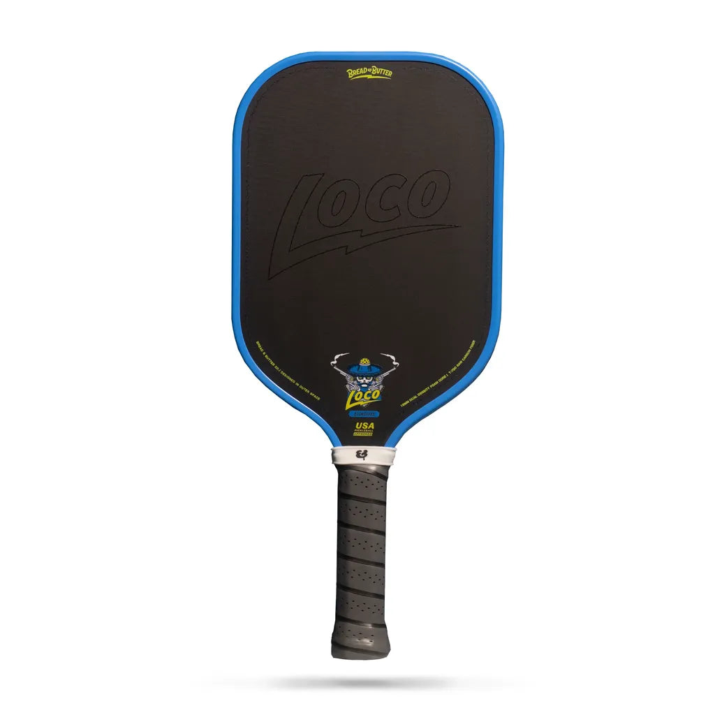 Bread & Butter The Loco Pickleball Paddle - Elongated 16mm (Black/ Tan/ Azul)