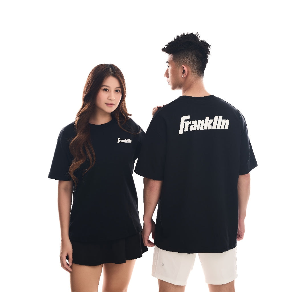 Franklin Shirt 100% Cotton Unisex Black Lifestyle Oversized Tee (White Logo) Black/White