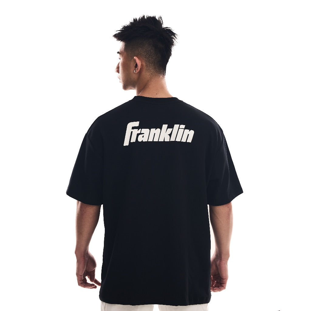 Franklin Shirt 100% Cotton Unisex Black Lifestyle Oversized Tee (White Logo) Black/White