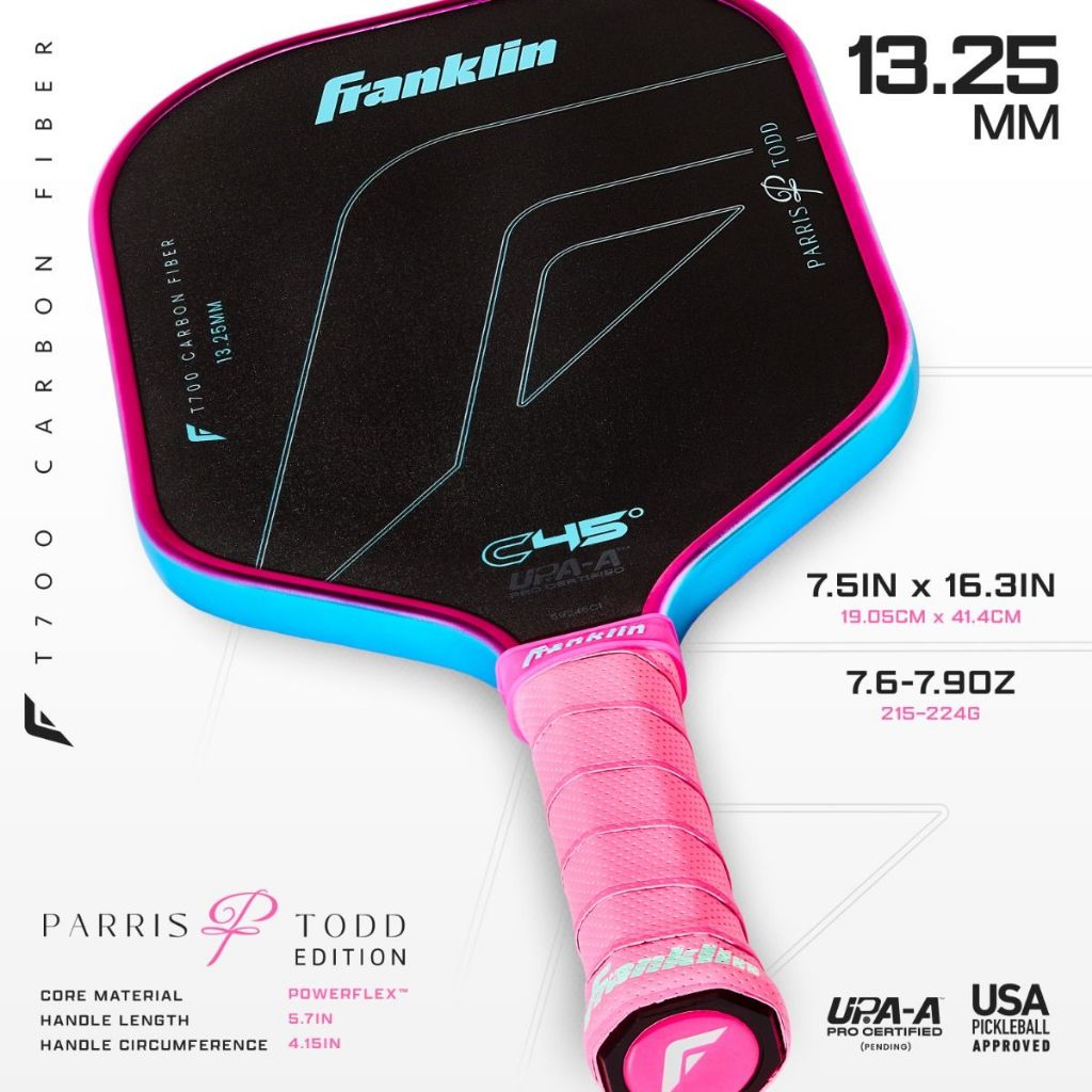 Franklin Parris Todd Edition C45° Carbon Fiber Pickleball Paddle (13.25mm)