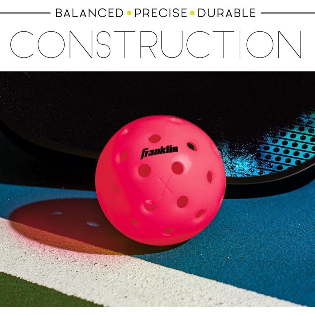 Franklin Sports X-40 Pink Outdoor Pickleballs 40 Holes with Logo