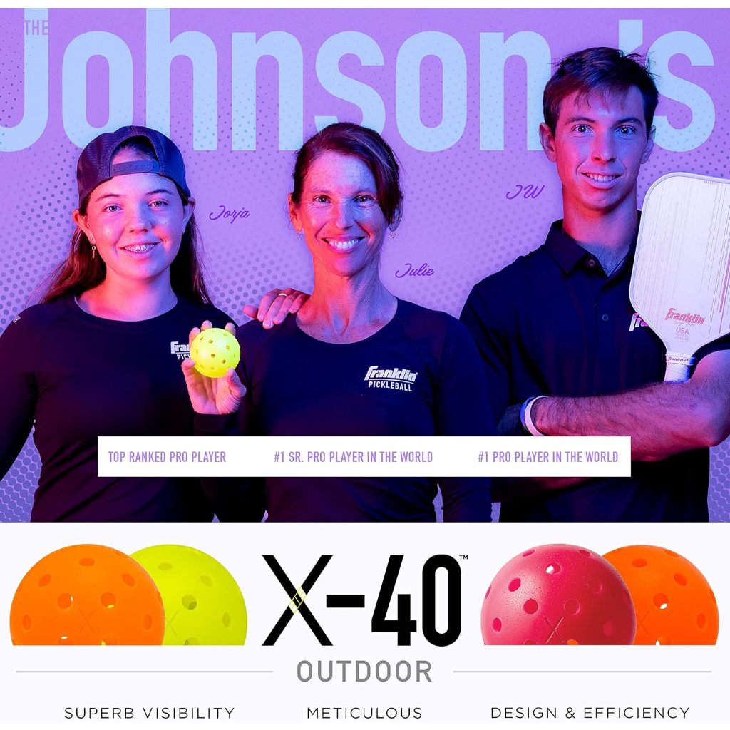 Franklin Sports X-40 Lava Outdoor Pickleballs 40 Holes with Logo
