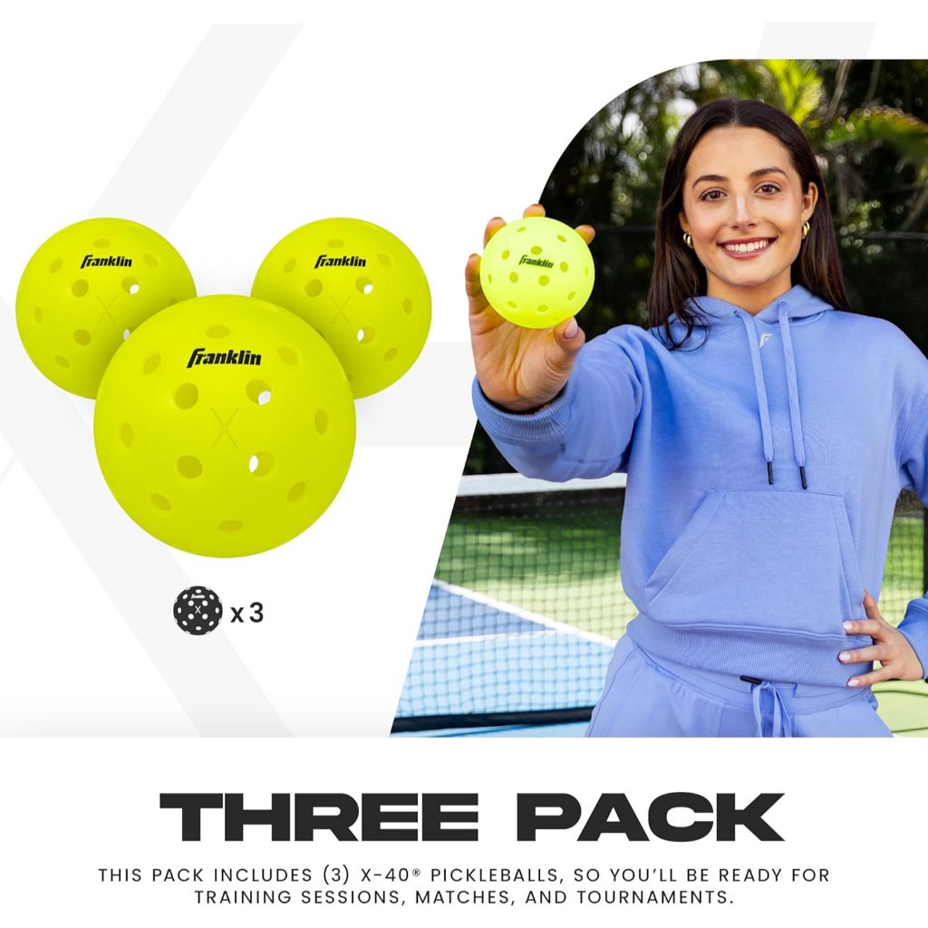 Franklin X-40 Pickleballs Yellow Optic 3-Balls Tube