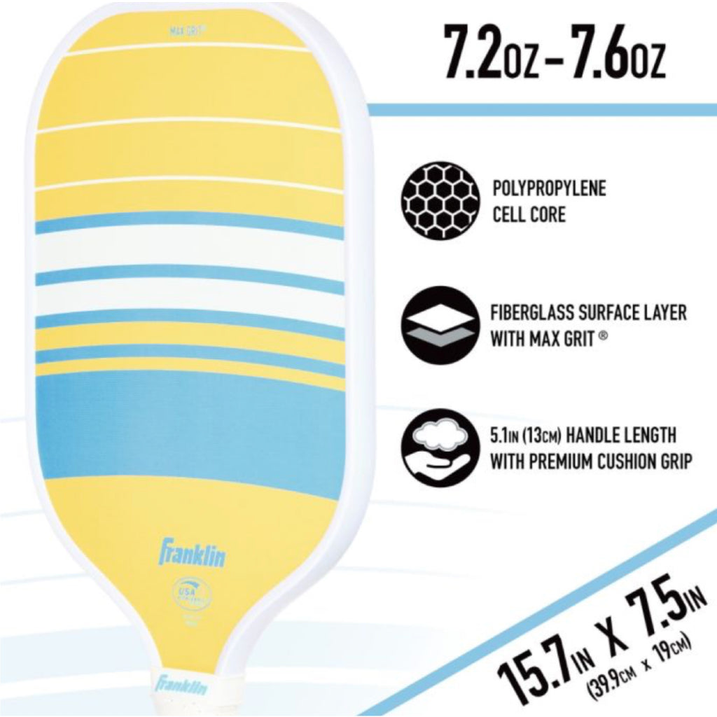 Franklin Beginner Pickleball Paddle Nash Lifestyle Pickleball Paddle Yellow Color Pickleball Paddle