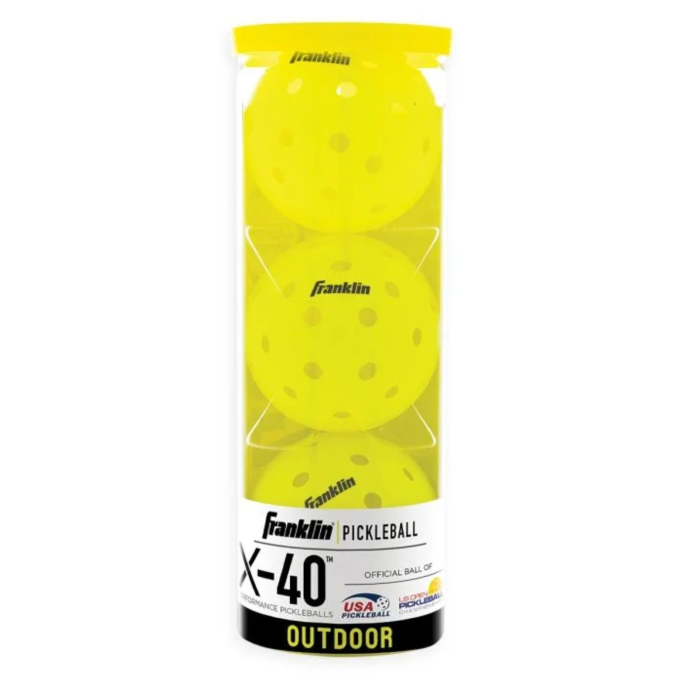 Franklin X-40 Pickleballs Yellow Optic 3-Balls Tube