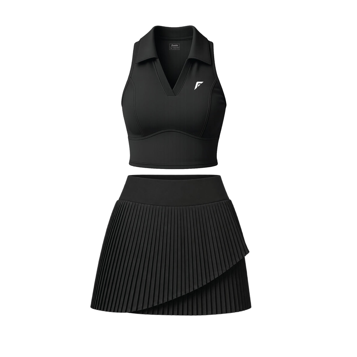 Franklin Women's Performance Sleeveless Polo Collar Sportswear Set (Black)