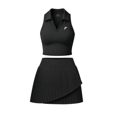 Franklin Women's Performance Sleeveless Polo Collar Sportswear Set (Black)