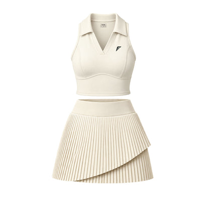 Franklin Women's Performance Sleeveless Polo Collar Sportswear Set (White)