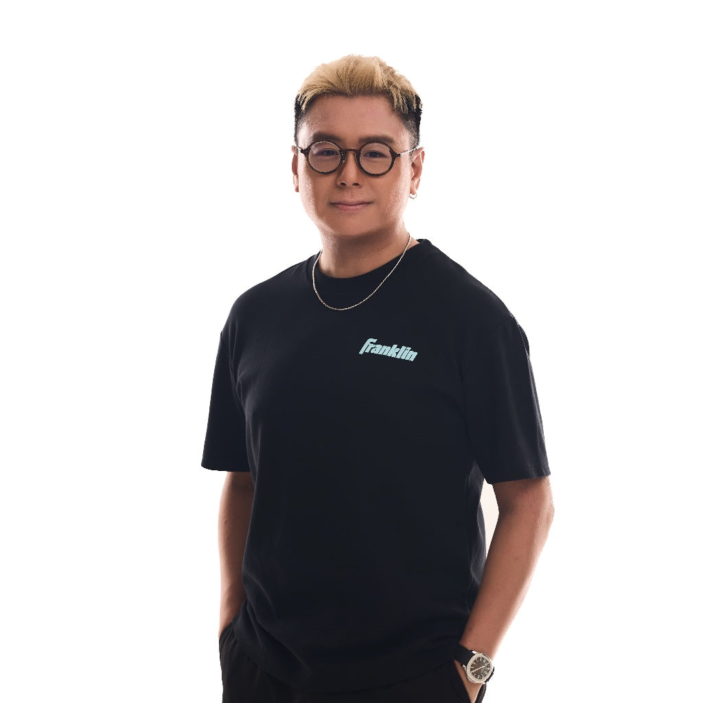 Franklin Shirt 100% Cotton Unisex Black Lifestyle Oversized Tee (Baby Blue Logo) Black/Blue