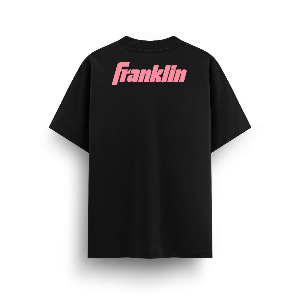Franklin Shirt 100% Cotton Unisex Black Lifestyle Oversized Tee (Pink Logo) Black/Pink