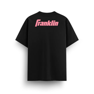Franklin Shirt 100% Cotton Unisex Black Lifestyle Oversized Tee (Pink Logo) Black/Pink