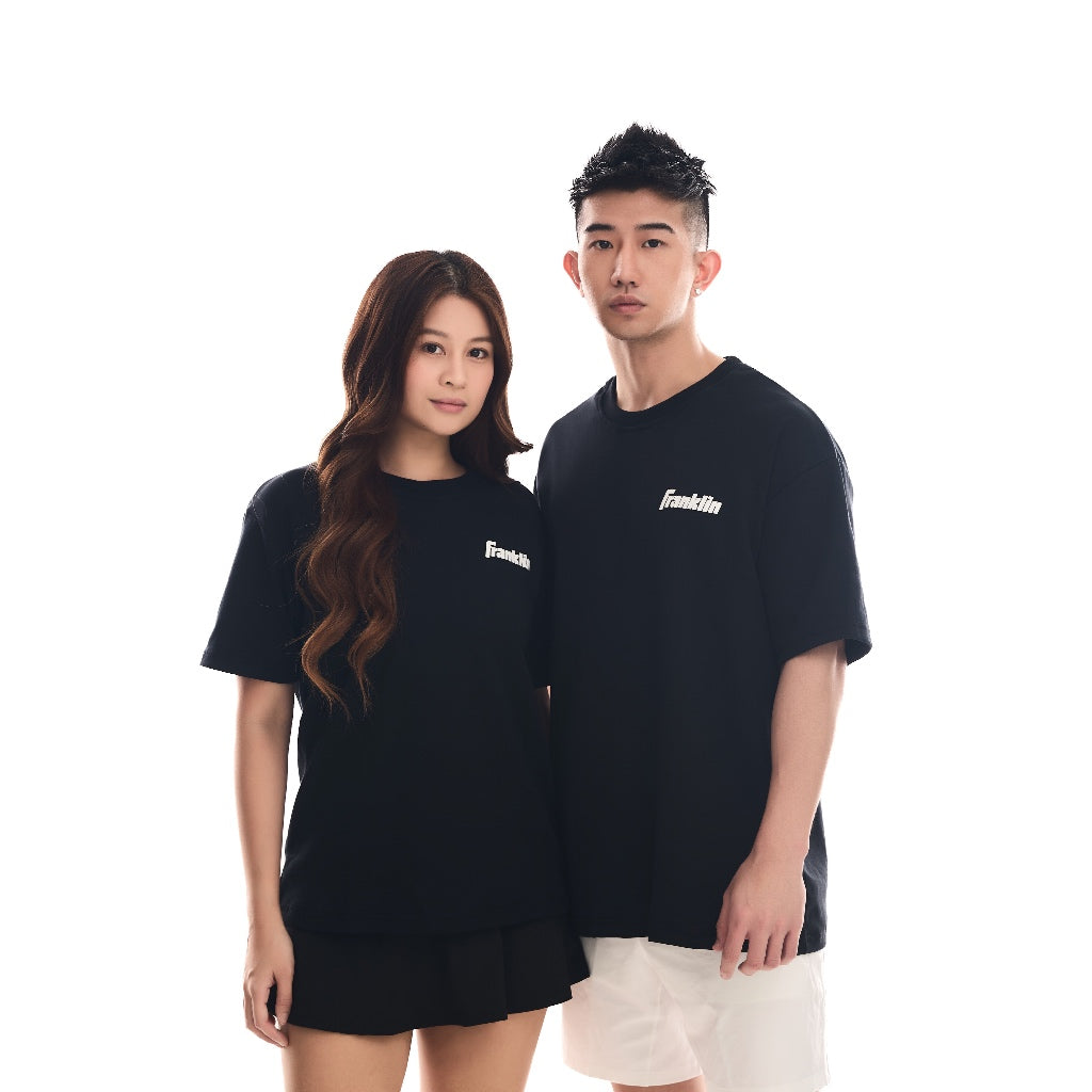 Franklin Shirt 100% Cotton Unisex Black Lifestyle Oversized Tee (White Logo) Black/White