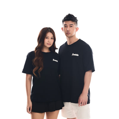 Franklin Shirt 100% Cotton Unisex Black Lifestyle Oversized Tee (White Logo) Black/White