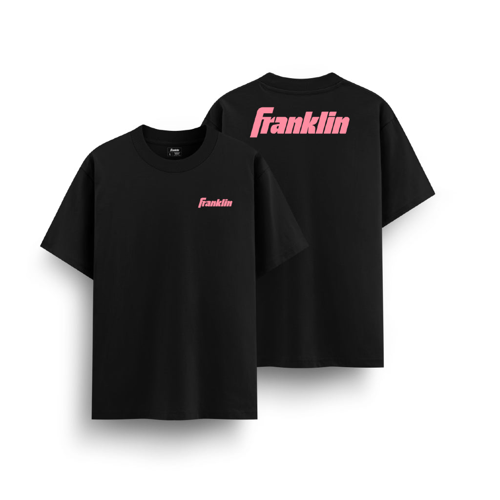Franklin Shirt 100% Cotton Unisex Black Lifestyle Oversized Tee (Pink Logo) Black/Pink