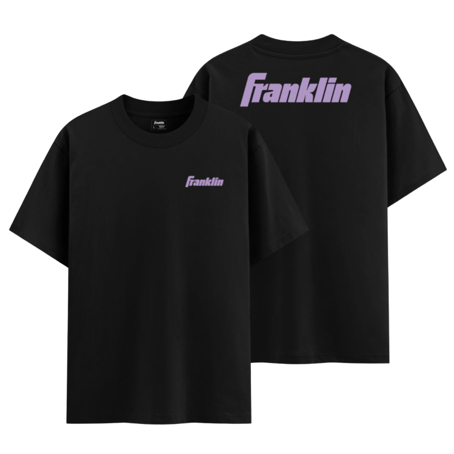 Franklin Shirt 100% Cotton Unisex Black Lifestyle Oversized Tee (Lilac Logo) Black/Lilac
