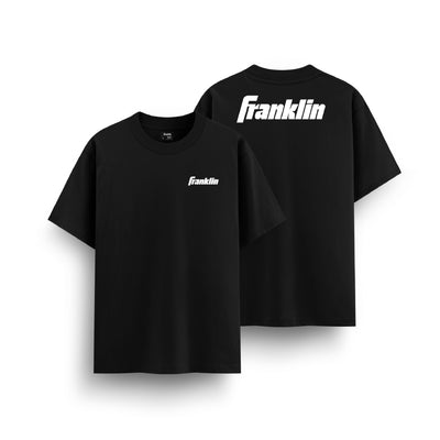 Franklin Shirt 100% Cotton Unisex Black Lifestyle Oversized Tee (White Logo) Black/White