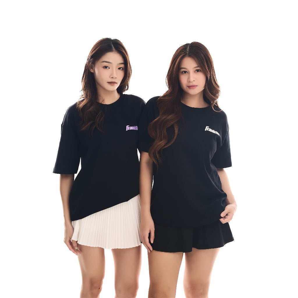 Franklin Shirt 100% Cotton Unisex Black Lifestyle Oversized Tee (Lilac Logo) Black/Lilac