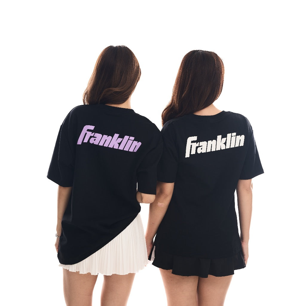 Franklin Shirt 100% Cotton Unisex Black Lifestyle Oversized Tee (Lilac Logo) Black/Lilac