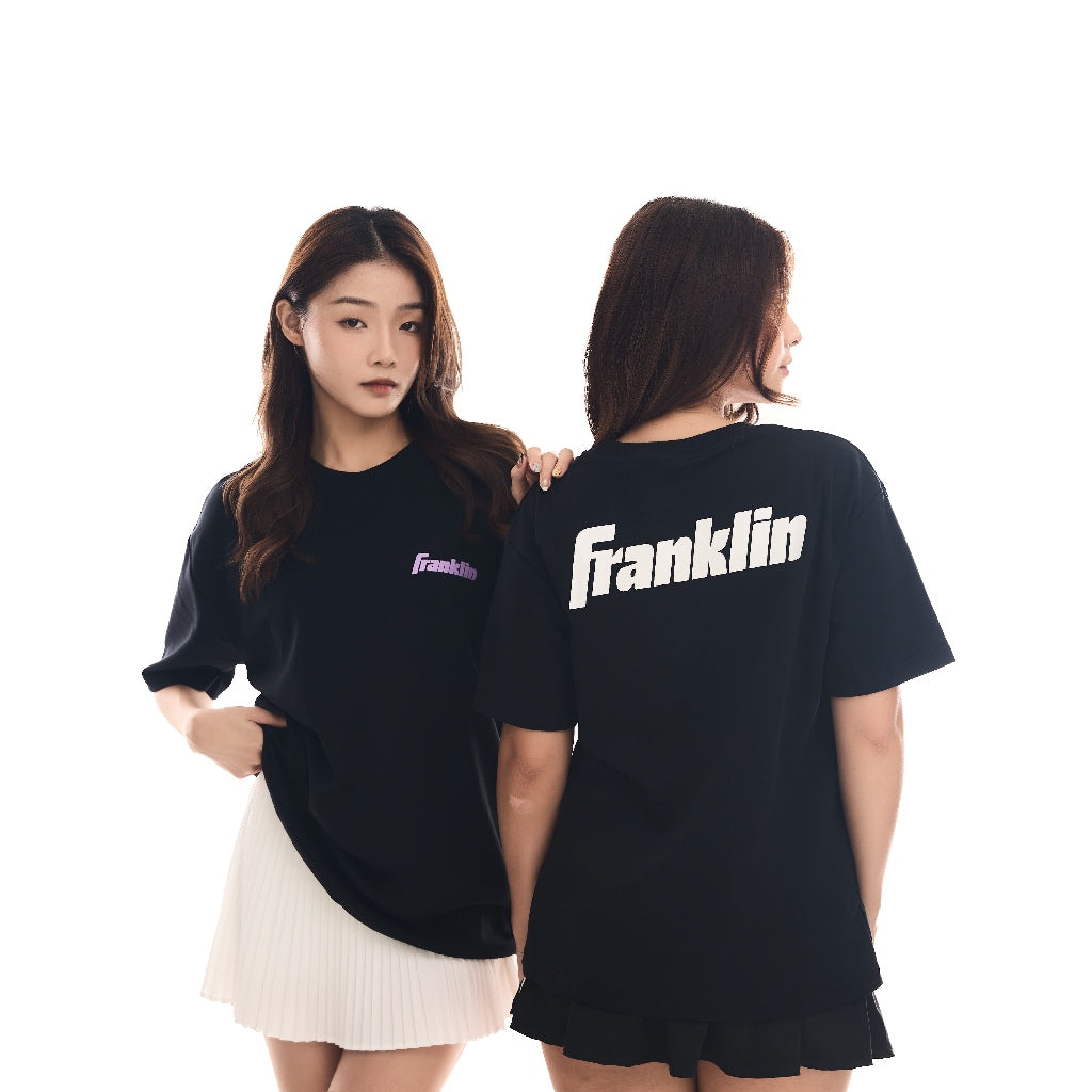 Franklin Shirt 100% Cotton Unisex Black Lifestyle Oversized Tee (Lilac Logo) Black/Lilac