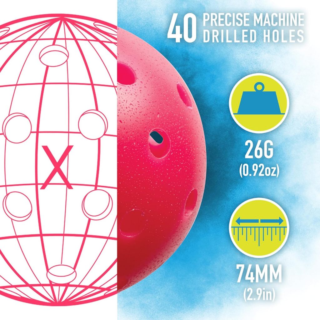 Franklin Sports X-40 Pink Outdoor Pickleballs 40 Holes with Logo