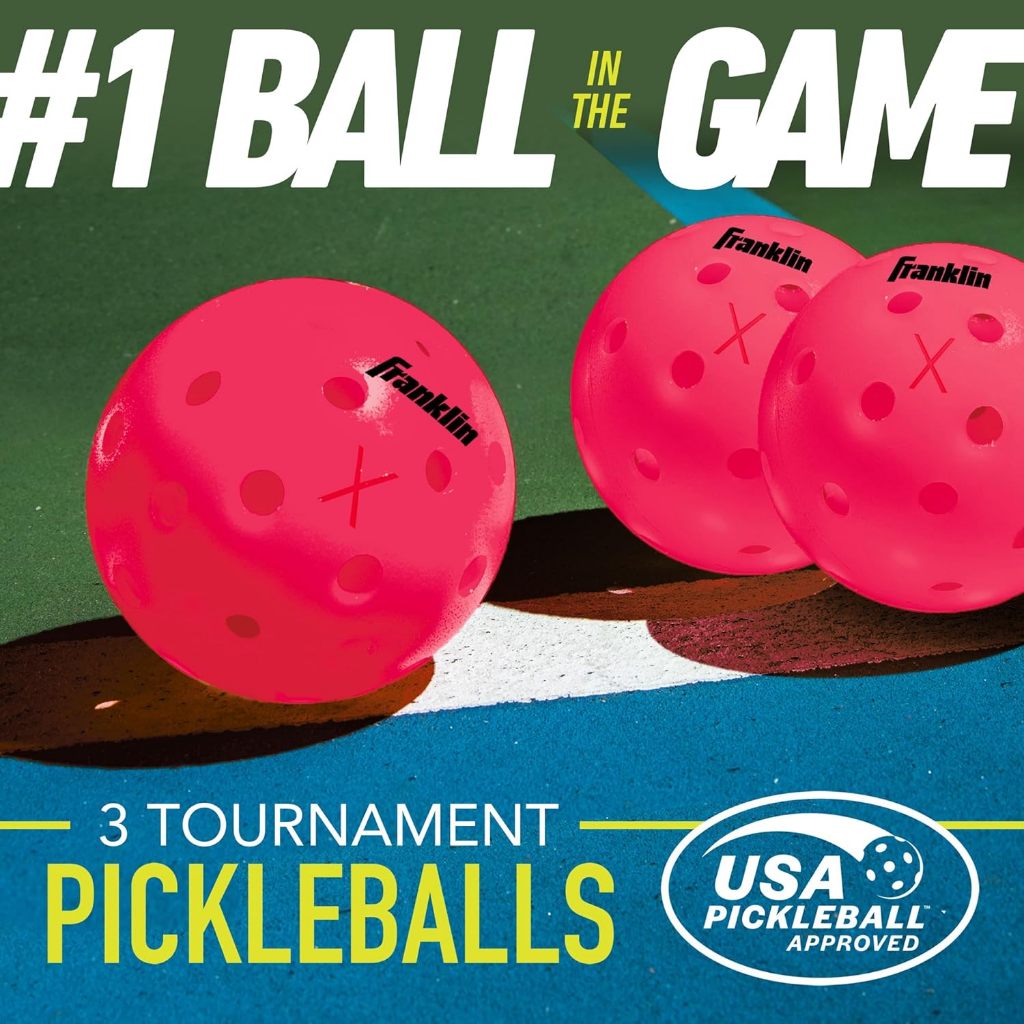 Franklin Sports X-40 Pink Outdoor Pickleballs 40 Holes with Logo