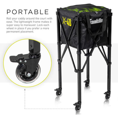 Franklin Portable Pickleball Trolley + Carry Bag - 100 Ball Pickleball Caddy + Travel Basket with Wheels