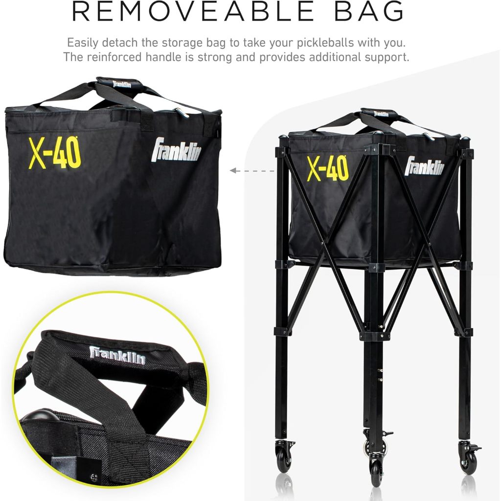 Franklin Portable Pickleball Trolley + Carry Bag - 100 Ball Pickleball Caddy + Travel Basket with Wheels