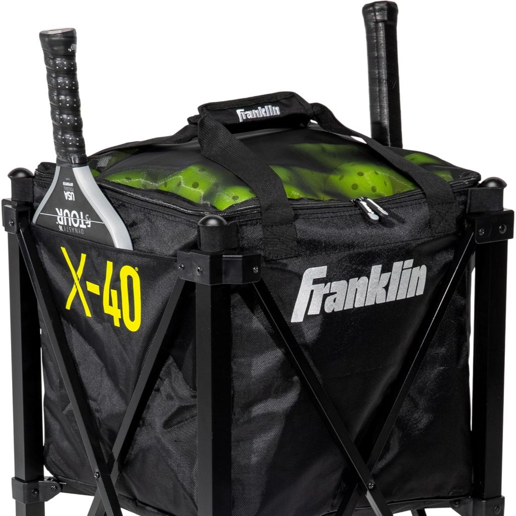 Franklin Portable Pickleball Trolley + Carry Bag - 100 Ball Pickleball Caddy + Travel Basket with Wheels