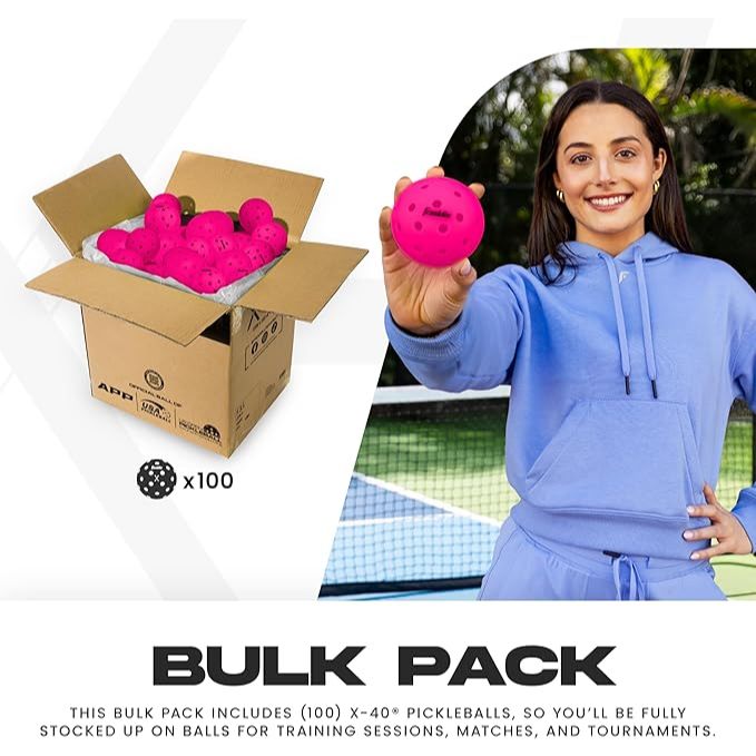 Franklin Sports 100 Balls Box X-40 Outdoor Pickleballs 40 Holes with Logo