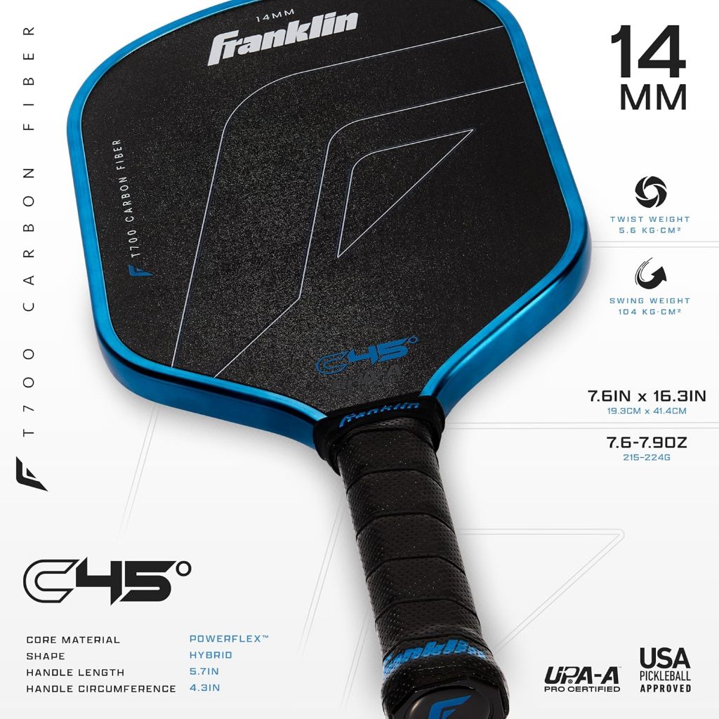 Franklin C45° Hybrid Carbon Fiber Pickleball Paddle - Blue (14mm)