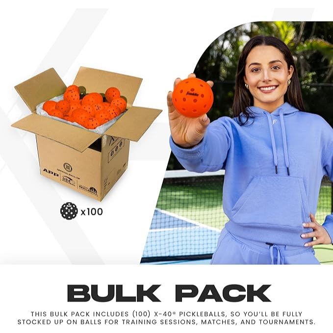 Franklin Sports 100 Balls Box X-40 Outdoor Pickleballs 40 Holes with Logo