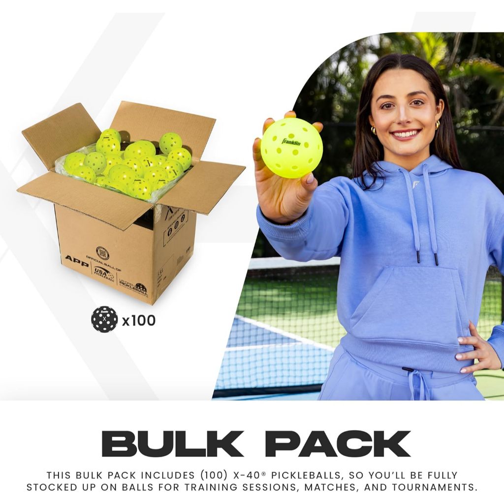 Franklin Sports 100 Balls Box X-40 Outdoor Pickleballs 40 Holes with Logo
