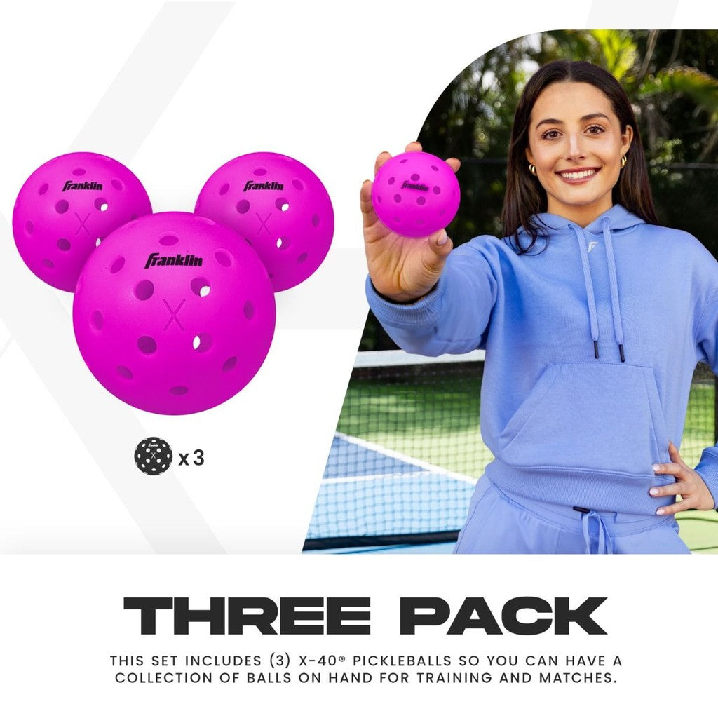 Franklin X-40 Pickleballs Purple 3-Balls Tube