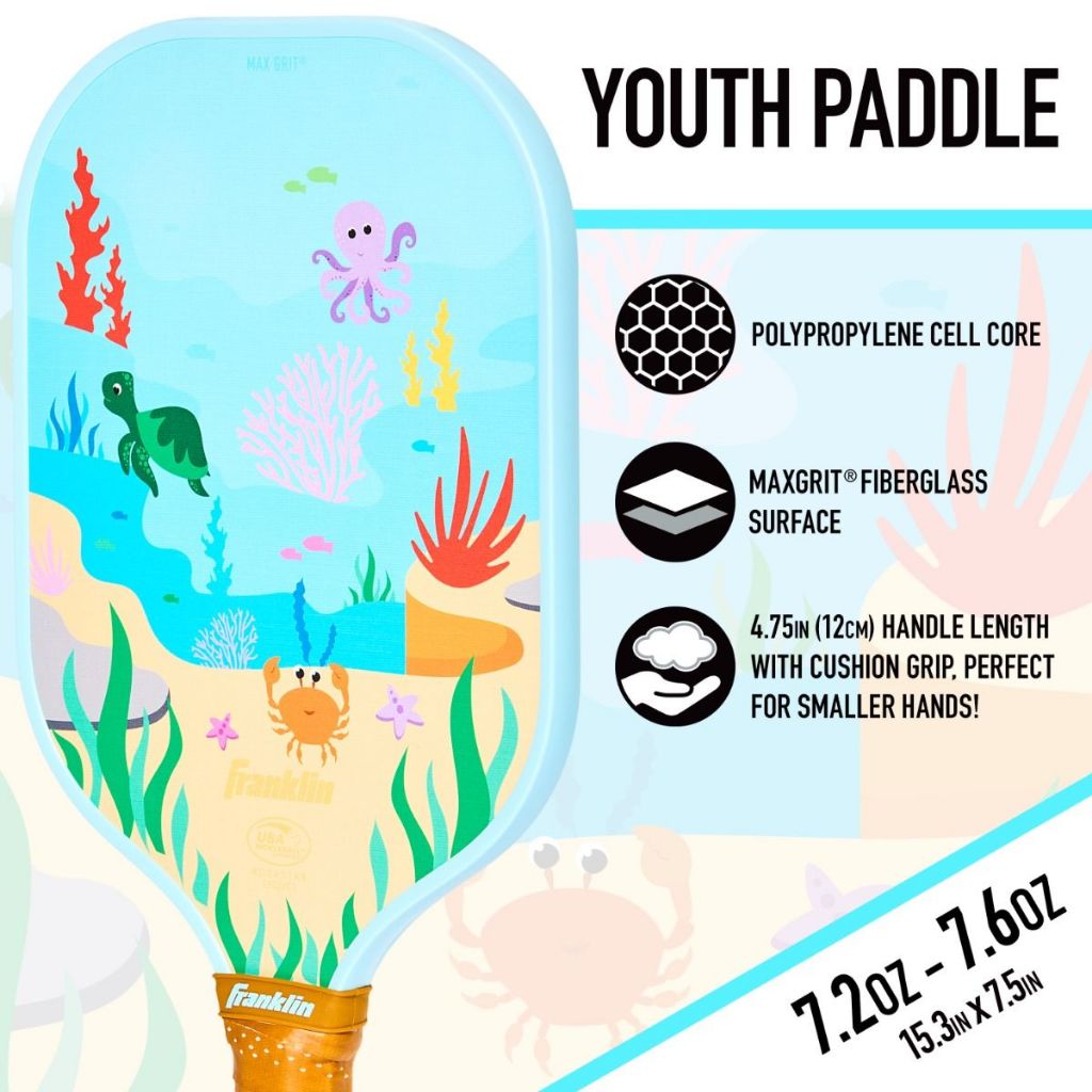 Franklin Kids Pickleball Paddle Beginner Paddle Rockstar Sealife