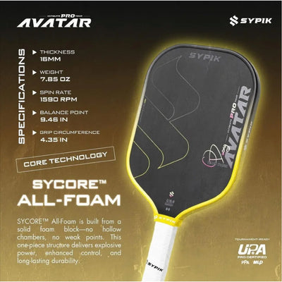 Sypik Avatar Ultimate Pro Tour Pickleball Paddle 16mm