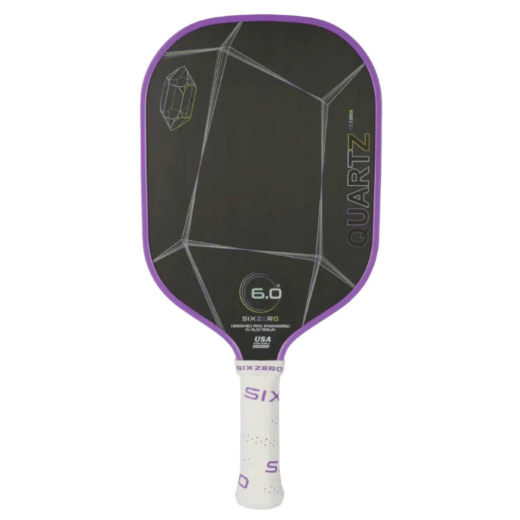 Six Zero Quartz Pickleball Paddle - Prasiolite / Citrine / Amethyst / Smoky / Rose / Crystal (15mm)