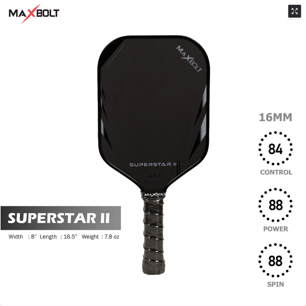 Maxbolt Superstar II Pickleball Paddle 16mm Black