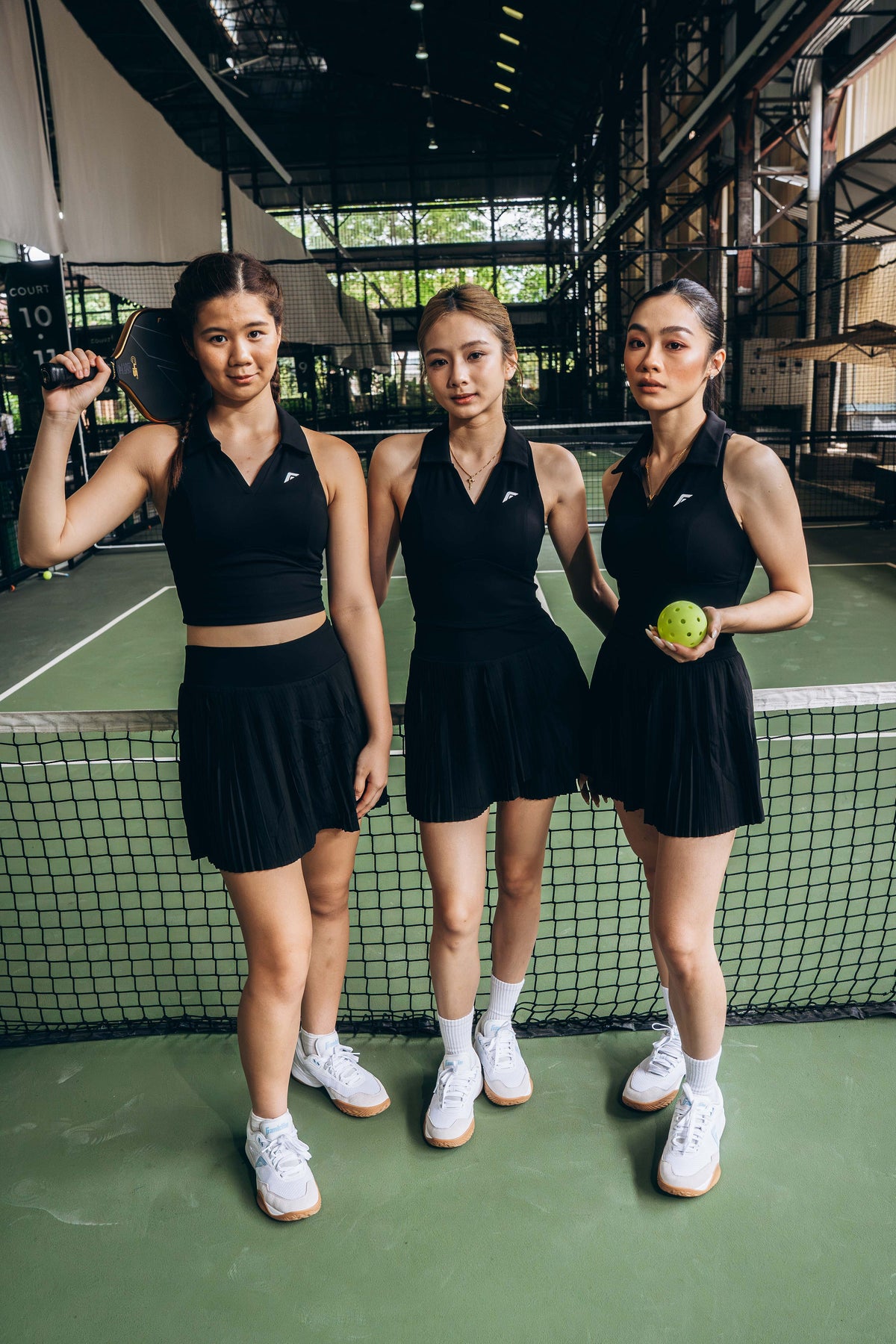 Franklin Women's Performance Sleeveless Polo Collar Sportswear Set (Black)