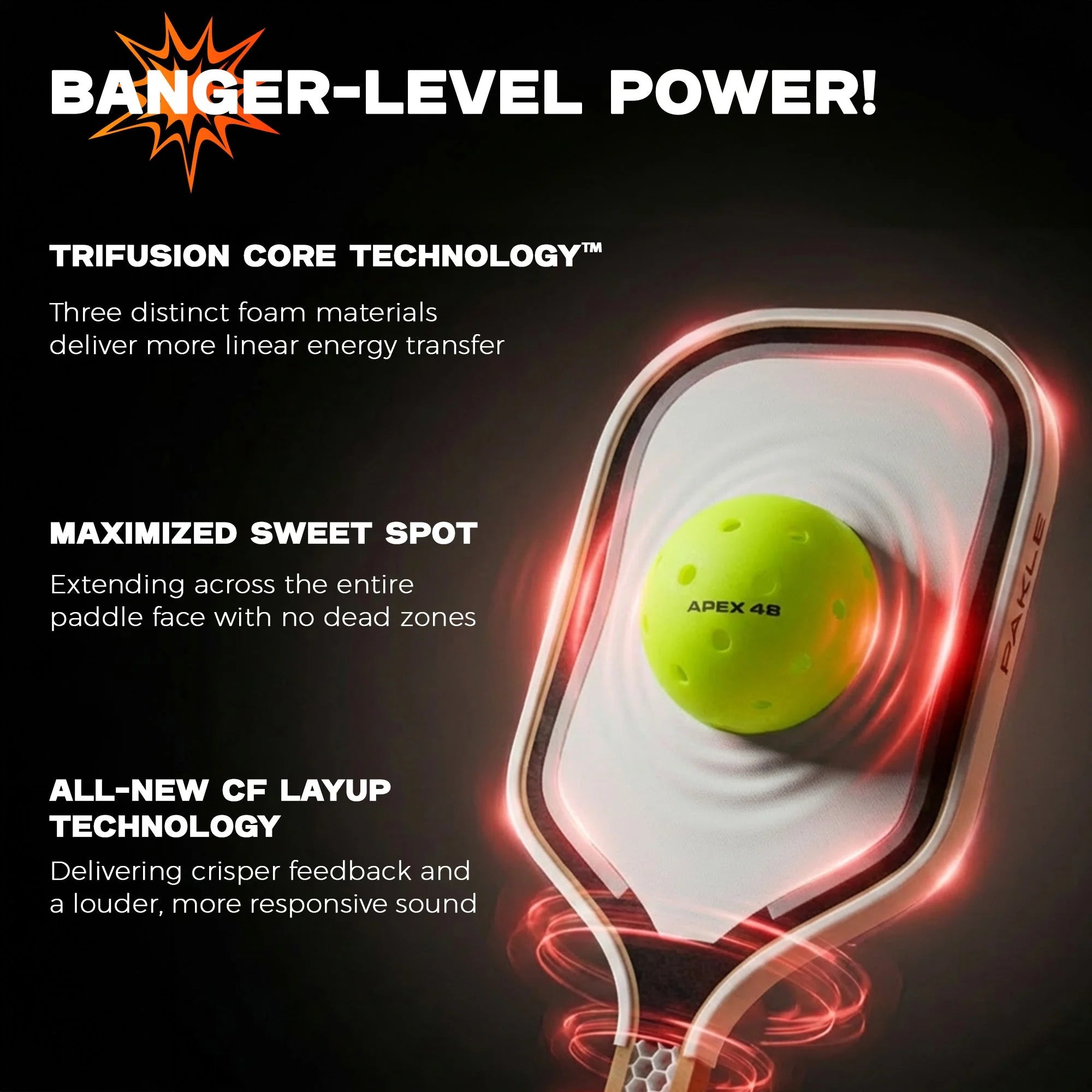 Pakle Fuse New Gen4.5 Pickleball Paddle - Elongated 16mm (Ember/ Ion/ Vanta)